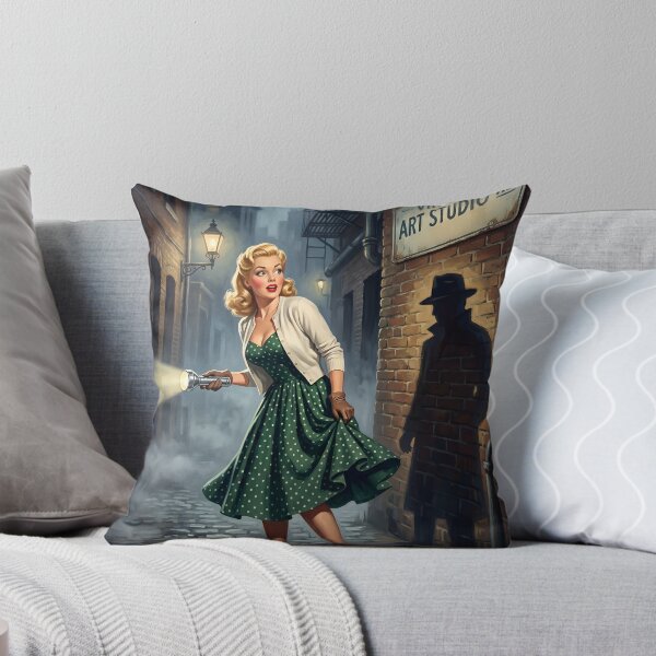 Item preview, Vintage Noir Pin-Up Girl Mystery Alley Wall Art designed and sold by Vincent-68.