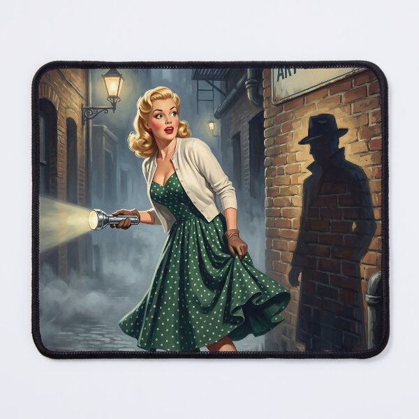 Item preview, Vintage Noir Pin-Up Girl Mystery Alley Wall Art designed and sold by Vincent-68.