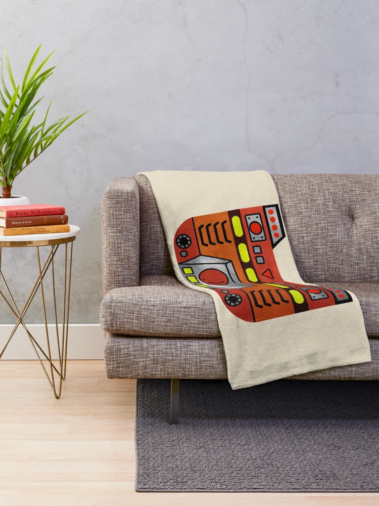 Thumbnail 2 of 6, Throw Blanket, Robot Racer: Mighty-Man designed and sold by The Nostalgia Vault.