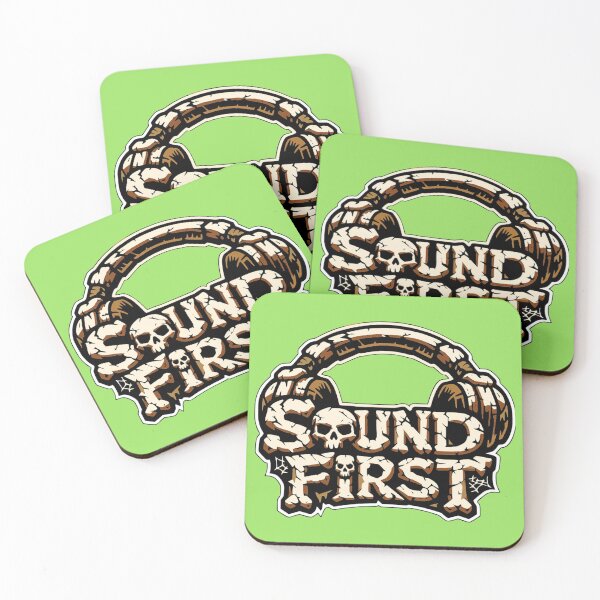 Item preview, Sound First – Skull Headphones Gothic Typography designed and sold by Creative Owlet.