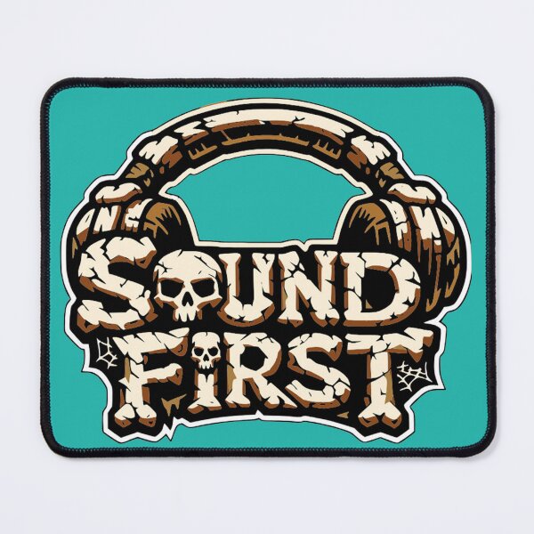 Item preview, Sound First – Skull Headphones Gothic Typography designed and sold by Creative Owlet.