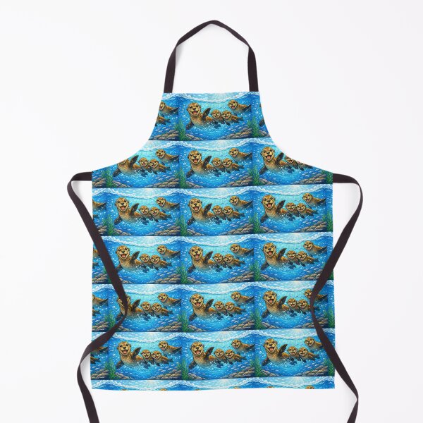 Item preview, Sea Otters Underwater Cartoon Art designed and sold by The Art Queen Of Michigan .