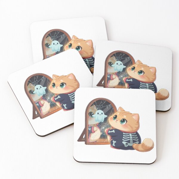 Item preview, Cute Halloween Cat Ghost Mirror Spooky designed and sold by Moody Vibes Studio.
