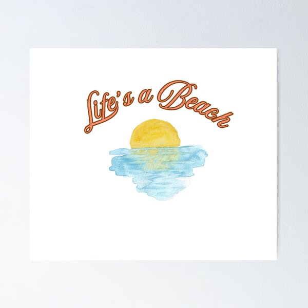 Item preview, Life's A Beach Cute Watercolor Summer Sunset Art designed and sold by mayacreations7.