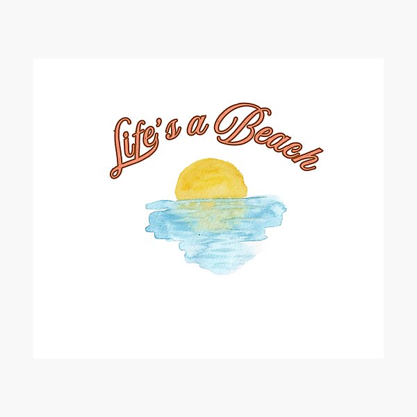 Item preview, Life's A Beach Cute Watercolor Summer Sunset Art designed and sold by mayacreations7.