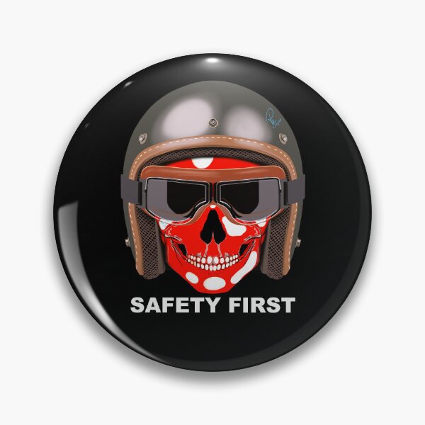 Item preview, Safety First Vintage Motorcycle Helmet Red Skull Hand Drawn Art designed and sold by Rhapsodic1290.