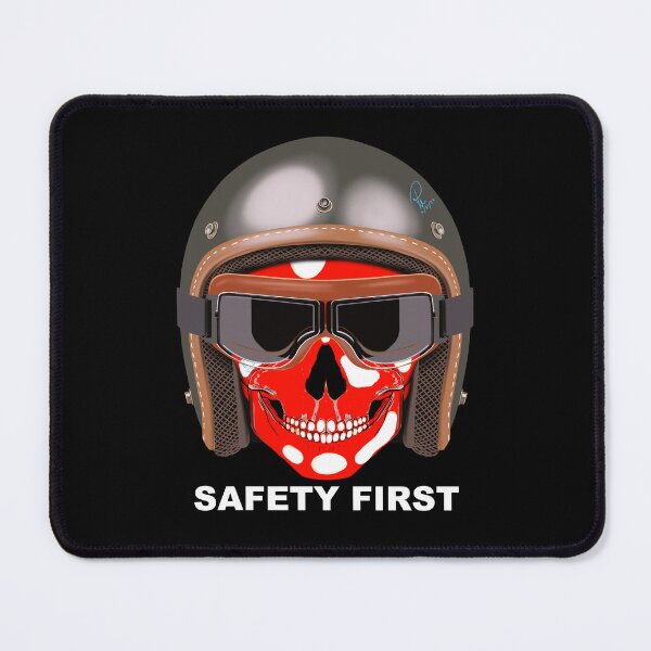 Item preview, Safety First Vintage Motorcycle Helmet Red Skull Hand Drawn Art designed and sold by Rhapsodic1290.