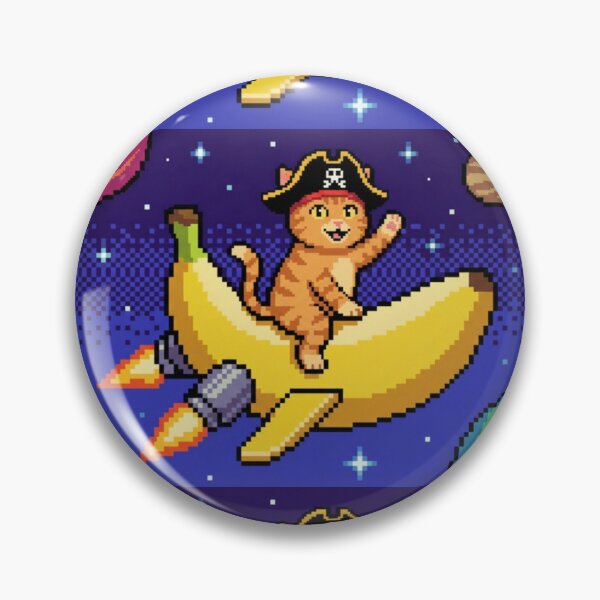 Item preview, Pixel Pirate Cat Riding a Banana Rocket in Space designed and sold by EchoWave11.