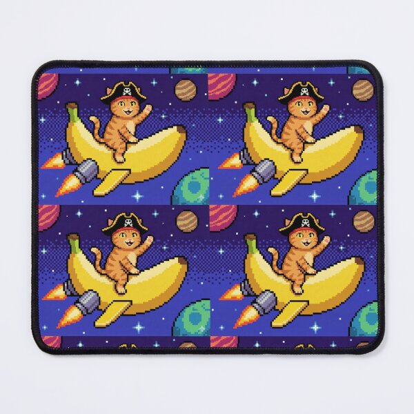 Item preview, Pixel Pirate Cat Riding a Banana Rocket in Space designed and sold by EchoWave11.