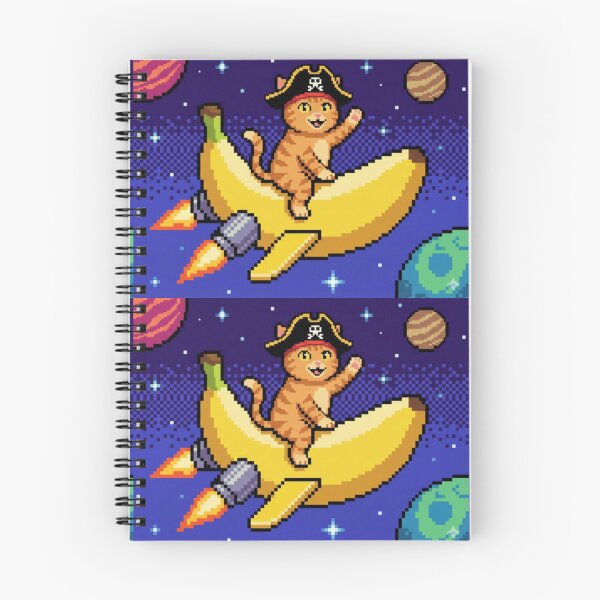 Item preview, Pixel Pirate Cat Riding a Banana Rocket in Space designed and sold by EchoWave11.