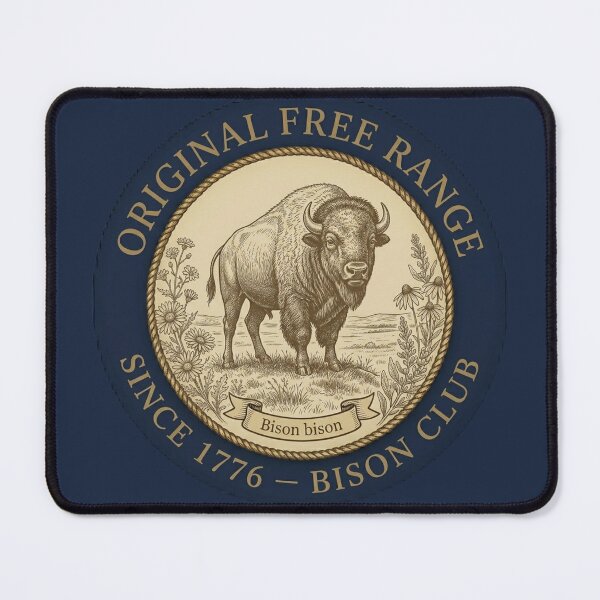 Item preview, Original Free Range Bison Club American Humor Badge designed and sold by CalmCapy Co.