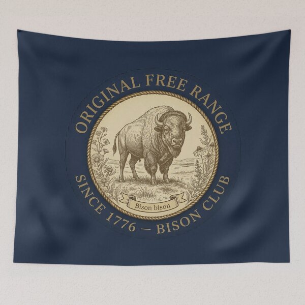 Item preview, Original Free Range Bison Club American Humor Badge designed and sold by CalmCapy Co.