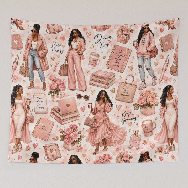 Item preview, Blush Black Girl Boss Pattern designed and sold by K3DreamKreations .