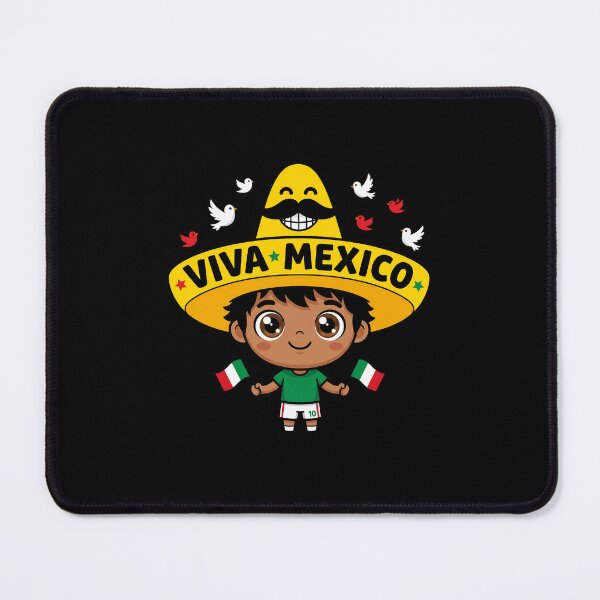 Item preview, Viva Mexico Chibi Boy – Cute Mexican Mascot with Sombrero, Flags & Festive Birds designed and sold by DesignDoodleArt.