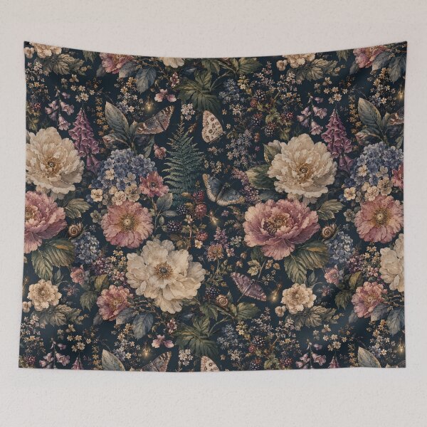 Item preview, Midnight Botanical Symphony – Vintage Floral, Butterflies & Fireflies Seamless Pattern designed and sold by Siti Hoiriyah.
