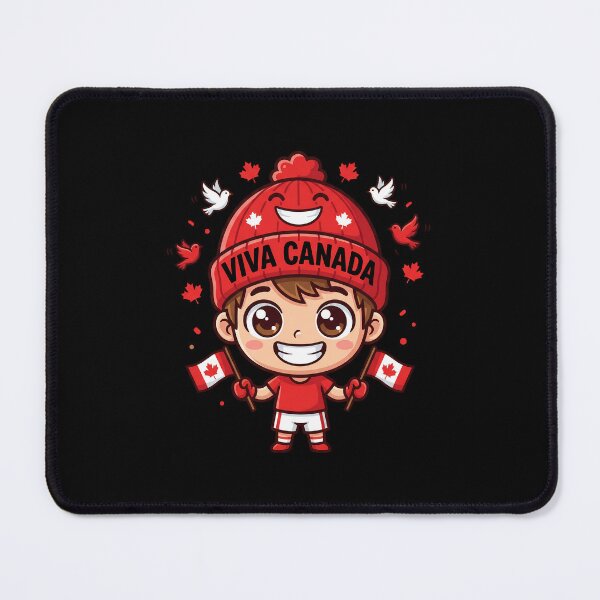 Item preview, Viva Canada Chibi Boy – Cute Canadian Mascot with Maple Leaf Tuque & Flags designed and sold by DesignDoodleArt.