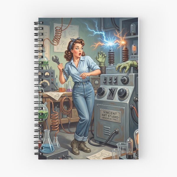 Item preview, Vintage Pin-Up Sci-Fi Lab Retro Monster Art designed and sold by Vincent-68.
