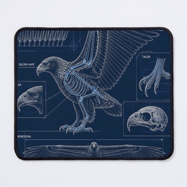 Item preview, Golden Eagle Blueprint Anatomy T-Shirt, Eagle Skeleton Schematic Tee, Birds of Prey Technical Drawing Shirt, Navy Blue Birdwatcher Gift, Wingspan Diagram Graphic designed and sold by SunnyDesign82.
