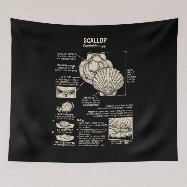 Item preview, Scallop Scientific Anatomy Biology Animal Lover designed and sold by Kimberley King Art  King Art.