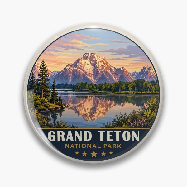 Artikelvorschau, Grand-Teton-Nationalpark-Retro-Aufkleber entworfen und verkauft von Gideon Emmerich.