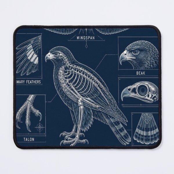 Item preview, Red-Tailed Hawk Blueprint Anatomy T-Shirt, Hawk Skeleton Schematic Tee, Birds of Prey Technical Drawing Shirt, Navy Blue Birdwatcher Gift, Tail Band Diagram designed and sold by SunnyDesign82.