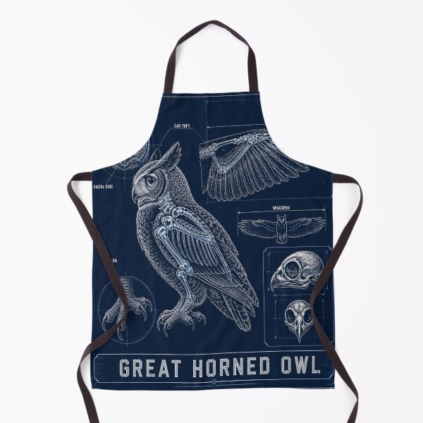 Item preview, Great Horned Owl Blueprint Anatomy T-Shirt, Owl Skeleton Schematic Tee, Birds of Prey Technical Drawing Shirt, Navy Blue Birdwatcher Gift, Facial Disc Diagram designed and sold by SunnyDesign82.