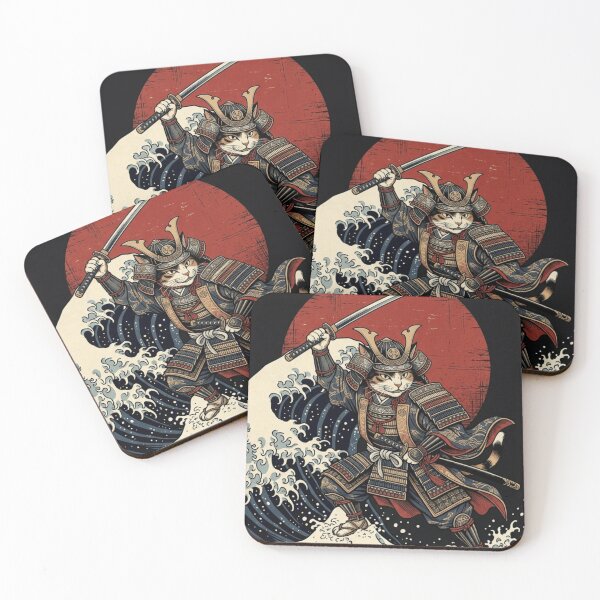 Item preview, Samurai Cat Rising Against The Great Wave - Japanese Ukiyo-e Warrior Art designed and sold by vekotpu.