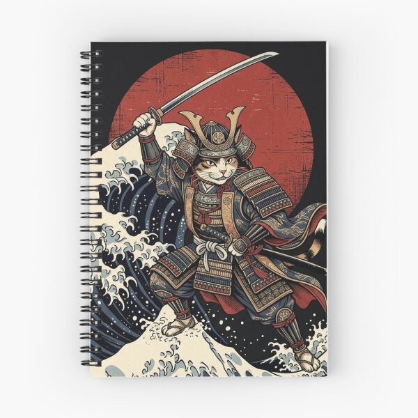 Item preview, Samurai Cat Rising Against The Great Wave - Japanese Ukiyo-e Warrior Art designed and sold by vekotpu.