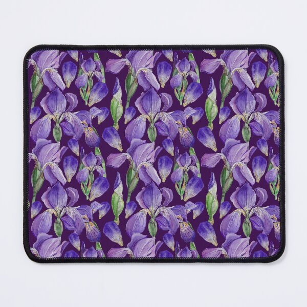 Item preview, Purple Iris Floral Watercolour Pattern Dark Botanical designed and sold by Zaya_art.