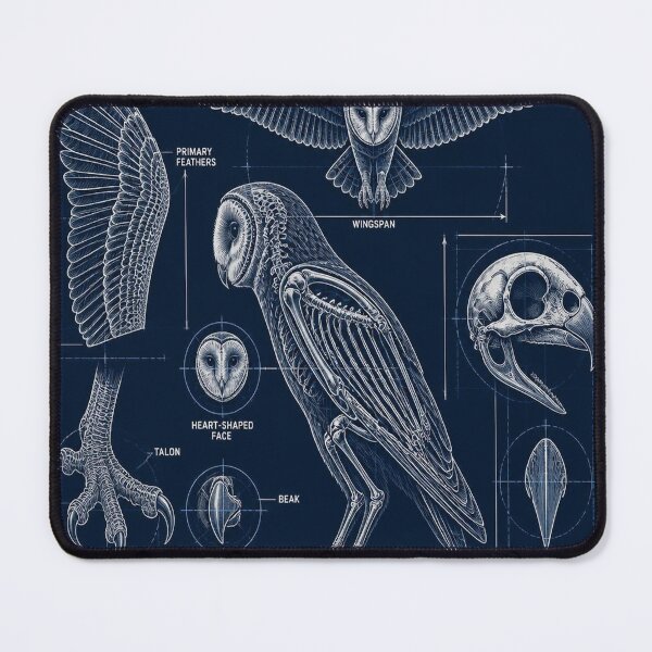 Item preview, Barn Owl Blueprint Anatomy T-Shirt, Owl Skeleton Schematic Tee, Birds of Prey Technical Drawing Shirt, Navy Blue Birdwatcher Gift, Heart-Shaped Face Diagram designed and sold by SunnyDesign82.