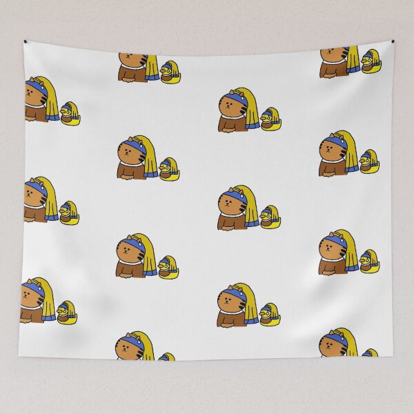 Item preview, a Cat and a Duck with a pearl earring designed and sold by superbaechoo.