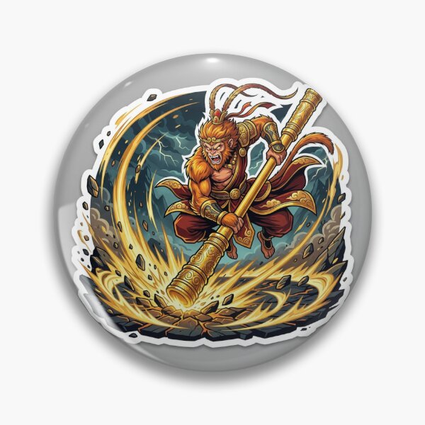 Item preview, Monkey Buddha Monk Warrior Sticker Martial Arts Anime StyleSun Wukong Monkey King Golden Staff Anime Sticker designed and sold by uegi.