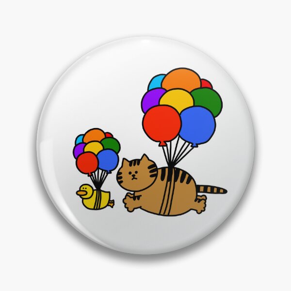 Item preview, a Cat and a Duck flying with balloons designed and sold by superbaechoo.