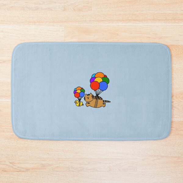 Item preview, a Cat and a Duck flying with balloons designed and sold by superbaechoo.
