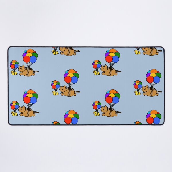 Item preview, a Cat and a Duck flying with balloons designed and sold by superbaechoo.