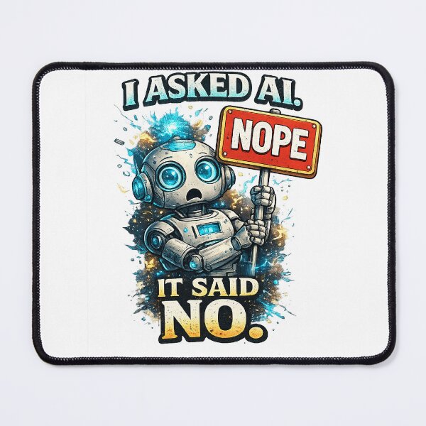 Item preview, I Asked AI. It Said No. – Robot Humor Design designed and sold by Hookesmode.