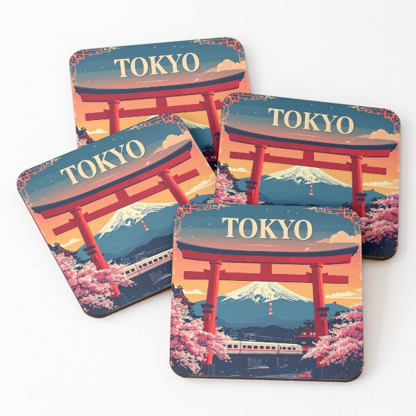 Item preview, Tokyo scene with Mount Fuji, torii gate, and cherry blossoms designed and sold by Sasas Design.