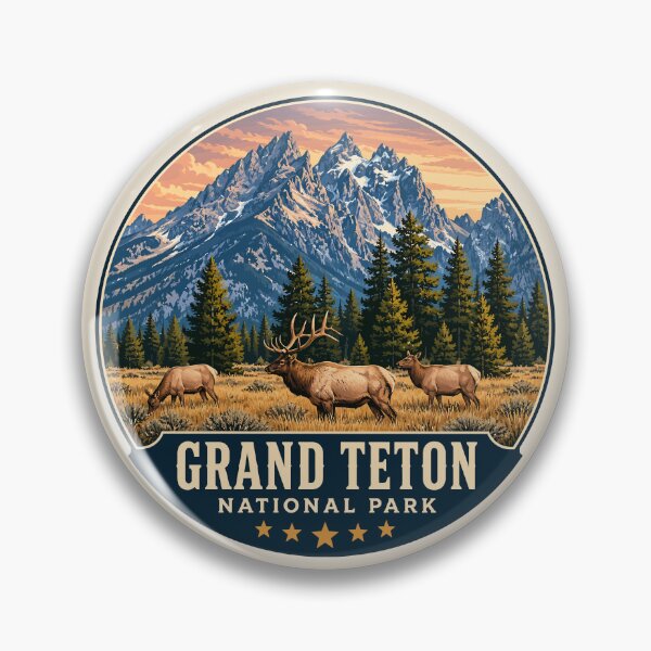 Artikelvorschau, Grand-Teton-Nationalpark-Retro-Aufkleber entworfen und verkauft von Gideon Emmerich.