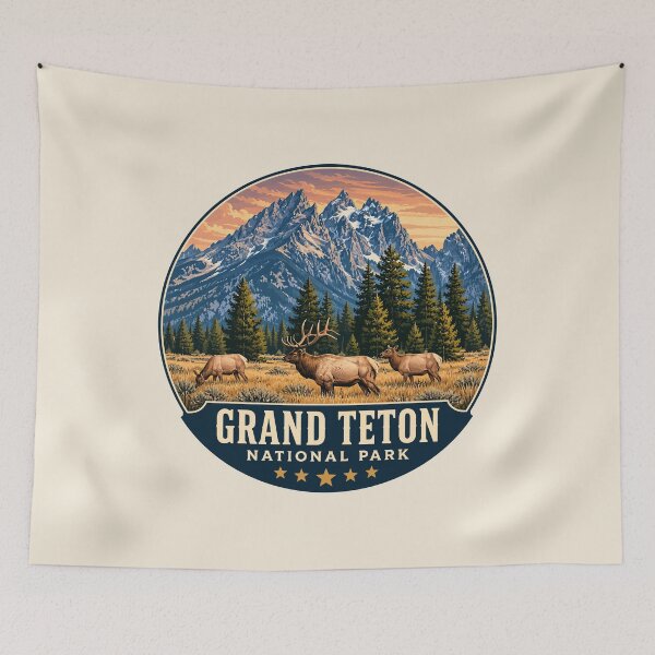 Item preview, Grand Teton National Park Retro Sticker designed and sold by Gideon Emmerich.