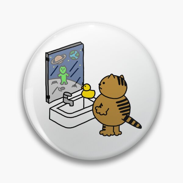 Item preview, a Cat and a Duck looking at the moon through the mirror designed and sold by superbaechoo.