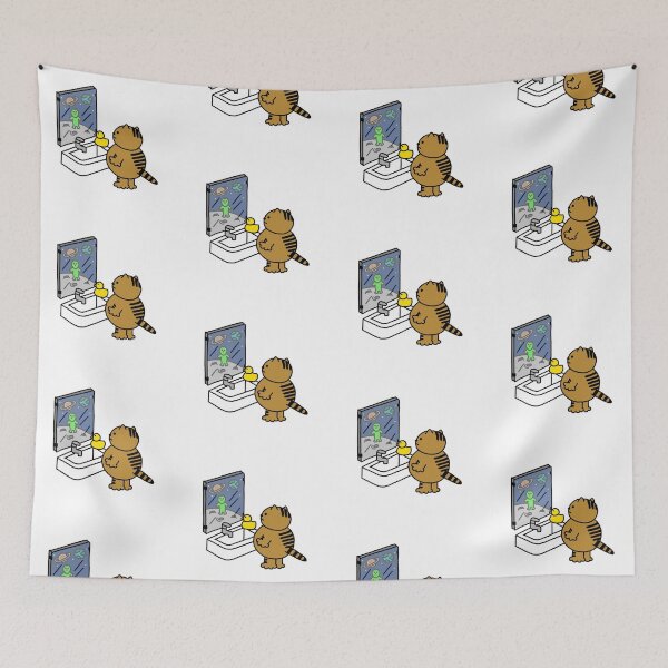 Item preview, a Cat and a Duck looking at the moon through the mirror designed and sold by superbaechoo.