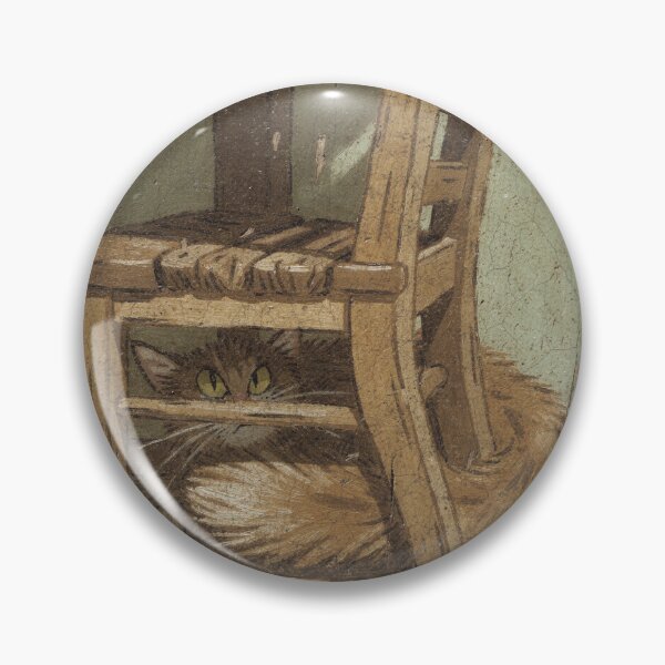 Item preview, Ginger Cat Sulking Under a Kitchen Chair Folk Art designed and sold by PictorialWhimsy.