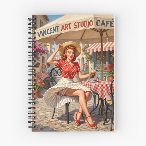 Item preview, Vintage Pinup Girl Cafe Oil Painting Wall Art designed and sold by Vincent-68.