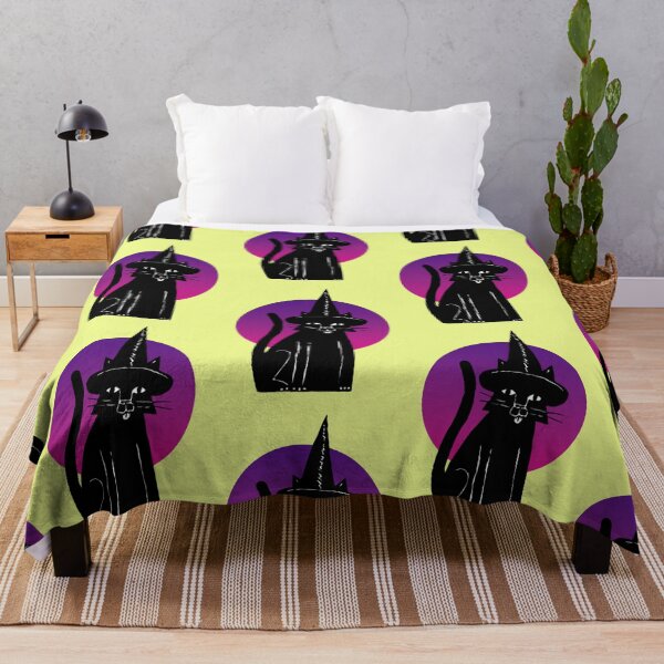 Item preview, Black cat with witch's hat, purple full moon designed and sold by Mauswohn.