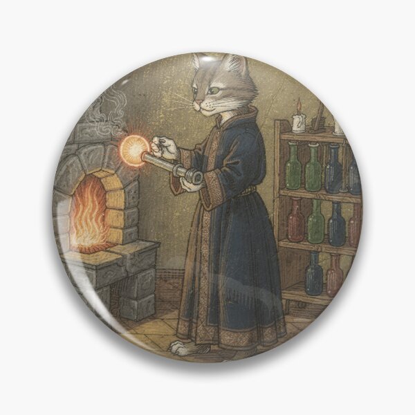 Item preview, Medieval Cat Glassblower Shaping a Vial Manuscript designed and sold by PictorialWhimsy.