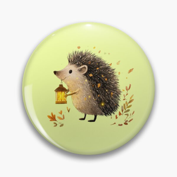 Item preview, Cute hedgehog with lantern in the autumnal leafy forest designed and sold by Mauswohn.
