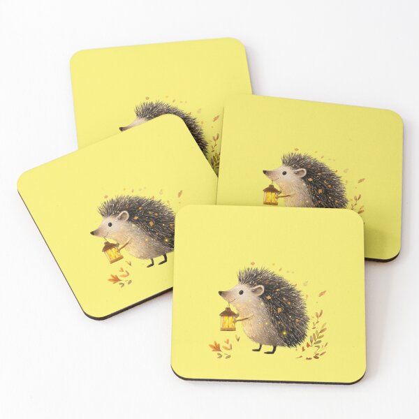 Item preview, Cute hedgehog with lantern in the autumnal leafy forest designed and sold by Mauswohn.