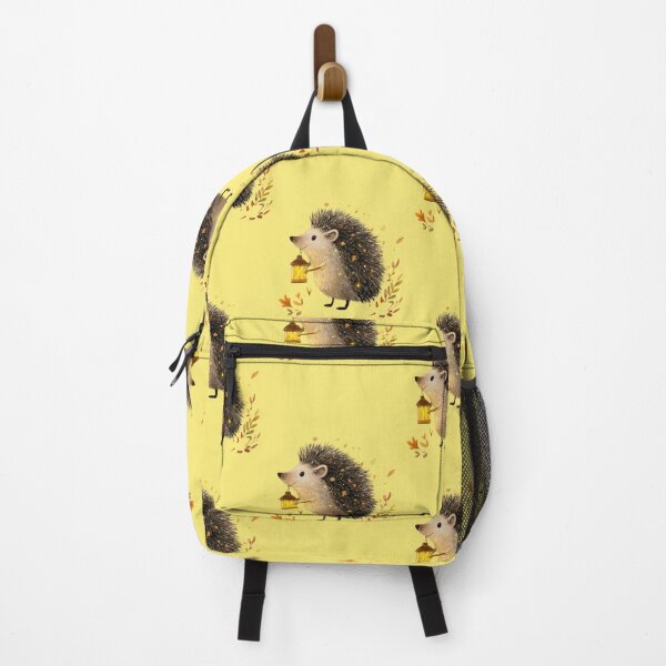 Item preview, Cute hedgehog with lantern in the autumnal leafy forest designed and sold by Mauswohn.