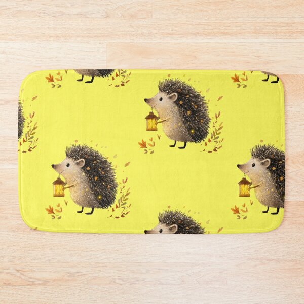 Item preview, Cute hedgehog with lantern in the autumnal leafy forest designed and sold by Mauswohn.