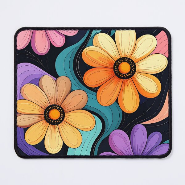 Item preview, Retro Floral Waves – 70s Daisy Art designed and sold by Sasas Design.